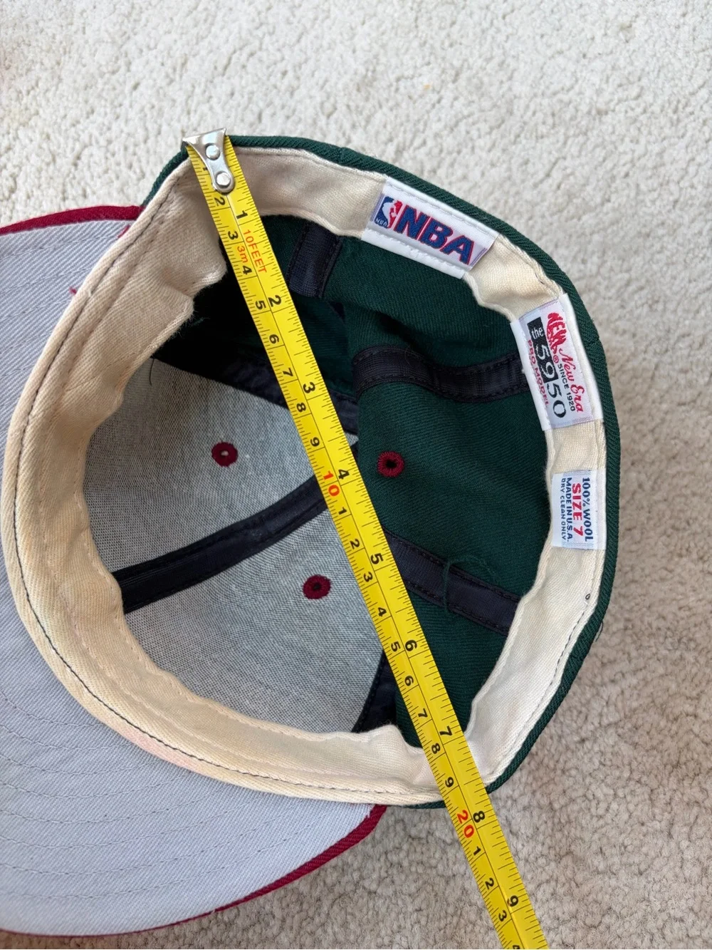 Vintage 1994 New Era 5950 Size 7 Seattle SuperSonics NBA Green Fitted Wool Hat